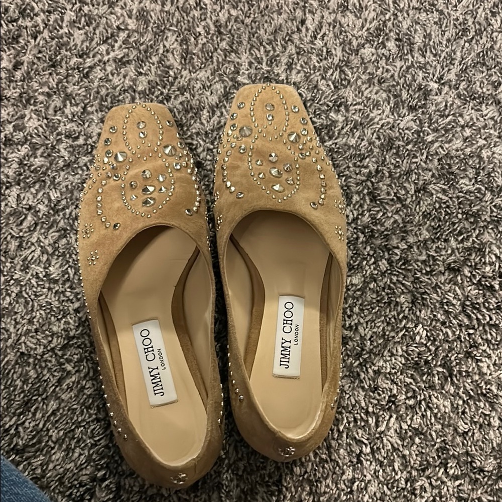 💋💋💋💋sold💋💋💋Jimmy Choo Tan Embellished Women's Shoes